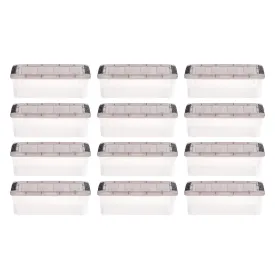 1.4 Gallon Stack & Pull Clear storage Box, Lid Gray, pack of 12