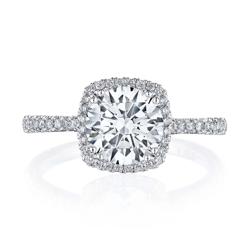18k White Gold Cushion Bloom Diamond Engagement Ring