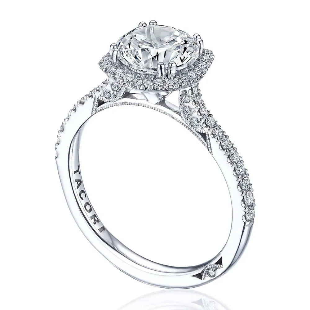 18k White Gold Cushion Bloom Diamond Engagement Ring