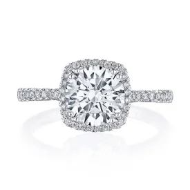 18k White Gold Cushion Bloom Diamond Engagement Ring