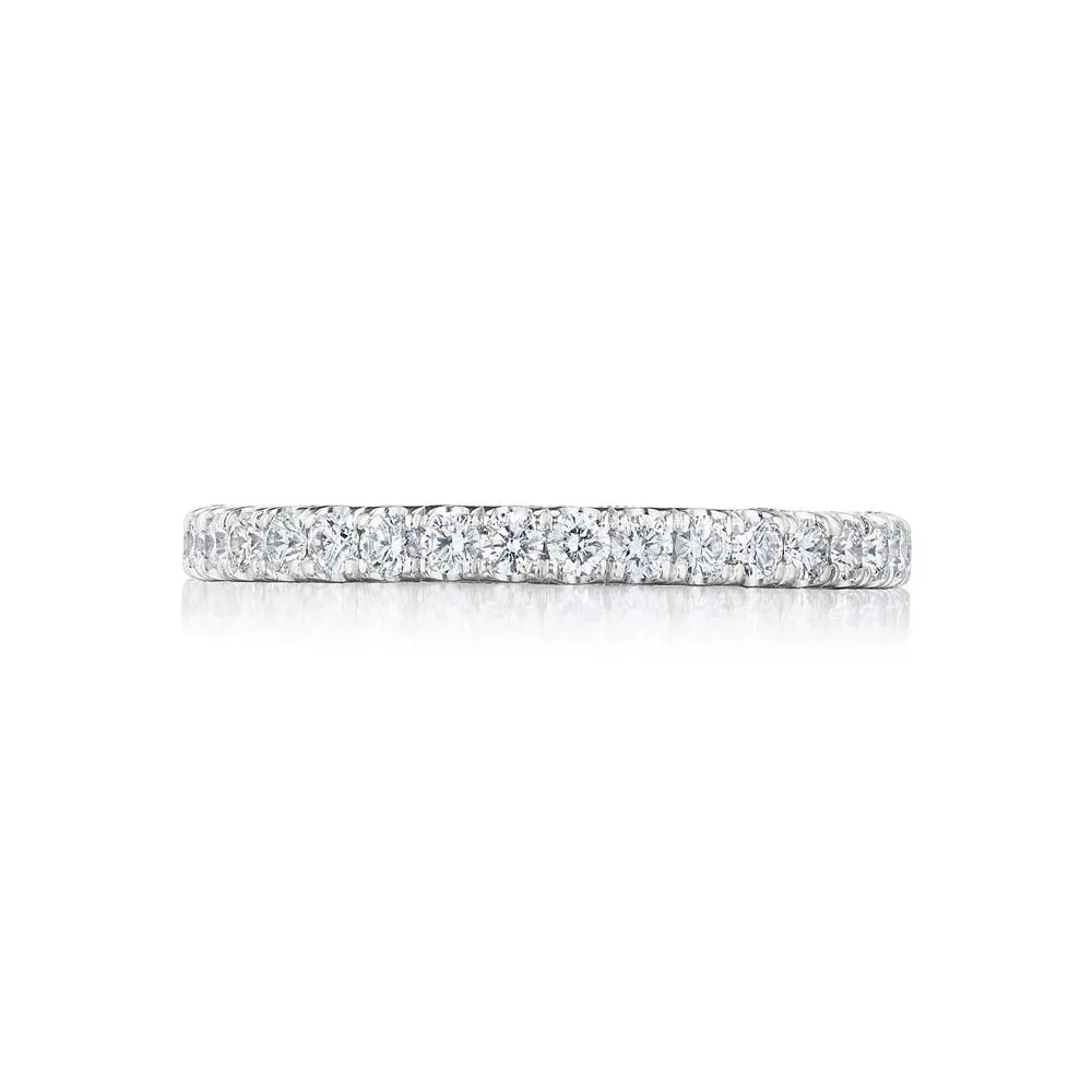 18k White Gold French Pave Diamond Eternity Wedding Band