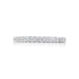18k White Gold French Pave Diamond Eternity Wedding Band