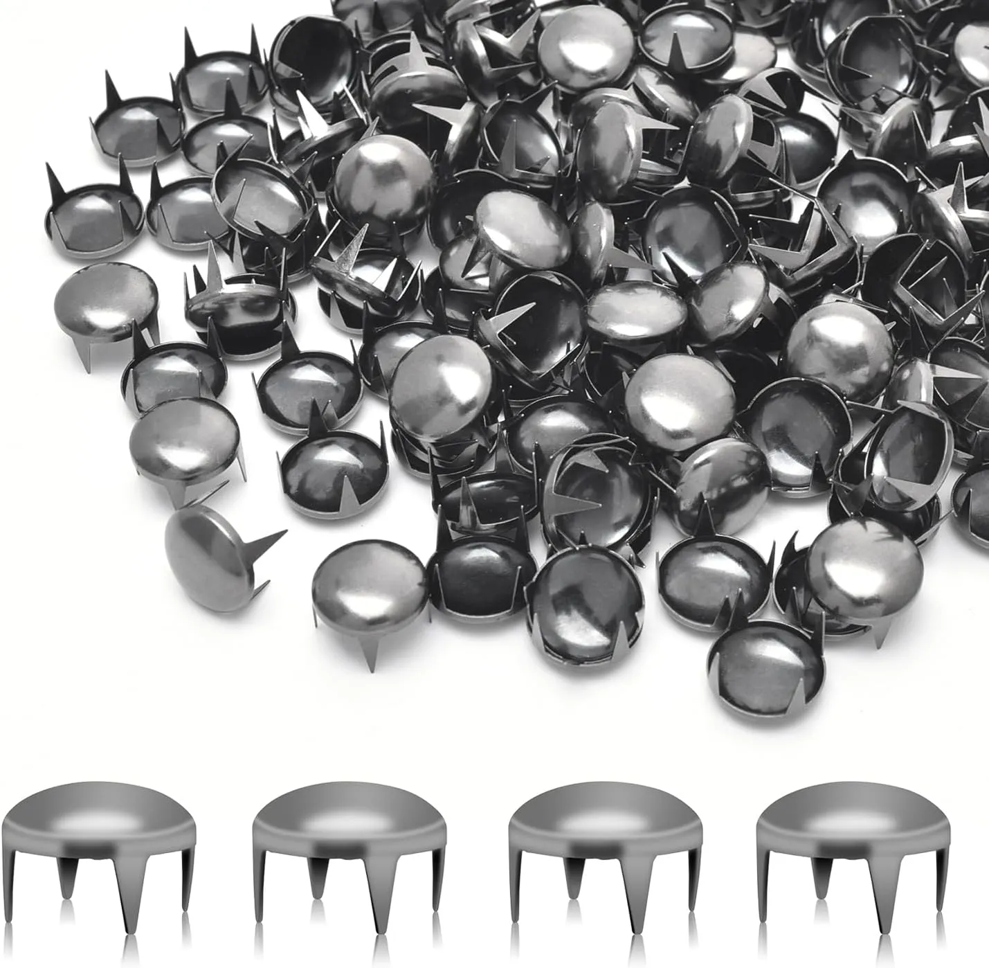 200pcs Nailheads Round Dome Studs Rivet Metal Punk Spikes Spots for Punk Rock Leather Craft Clothes Belt Bag Shoes Decorations (10mm) (Black Nickel)