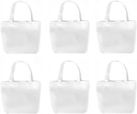 6 Pack Small Canvas Tote Bags, 9x8x4inch Reusable Cotton Shopping Bags Bulk DIY Mini Tote Bag Gift Bags