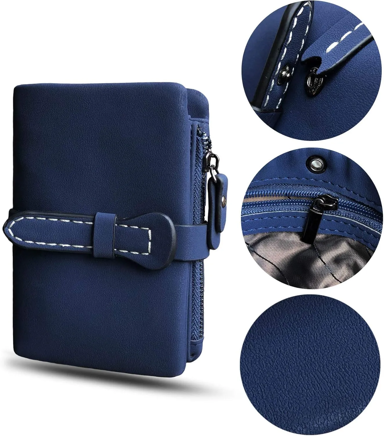 AOXONEL Women's Small Bifold Leather wallet Rfid blocking Ladies Wristlet with Card holder id window Coin Purse