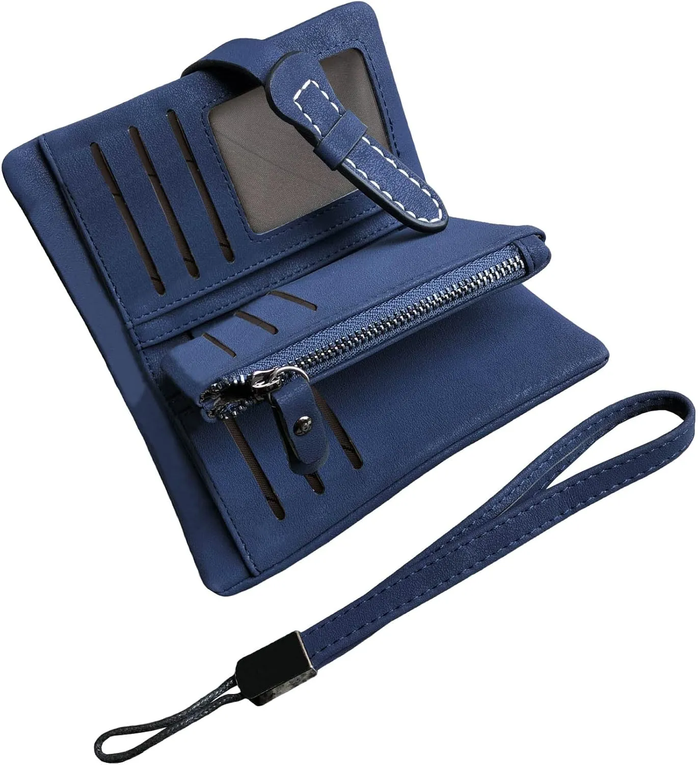 AOXONEL Women's Small Bifold Leather wallet Rfid blocking Ladies Wristlet with Card holder id window Coin Purse