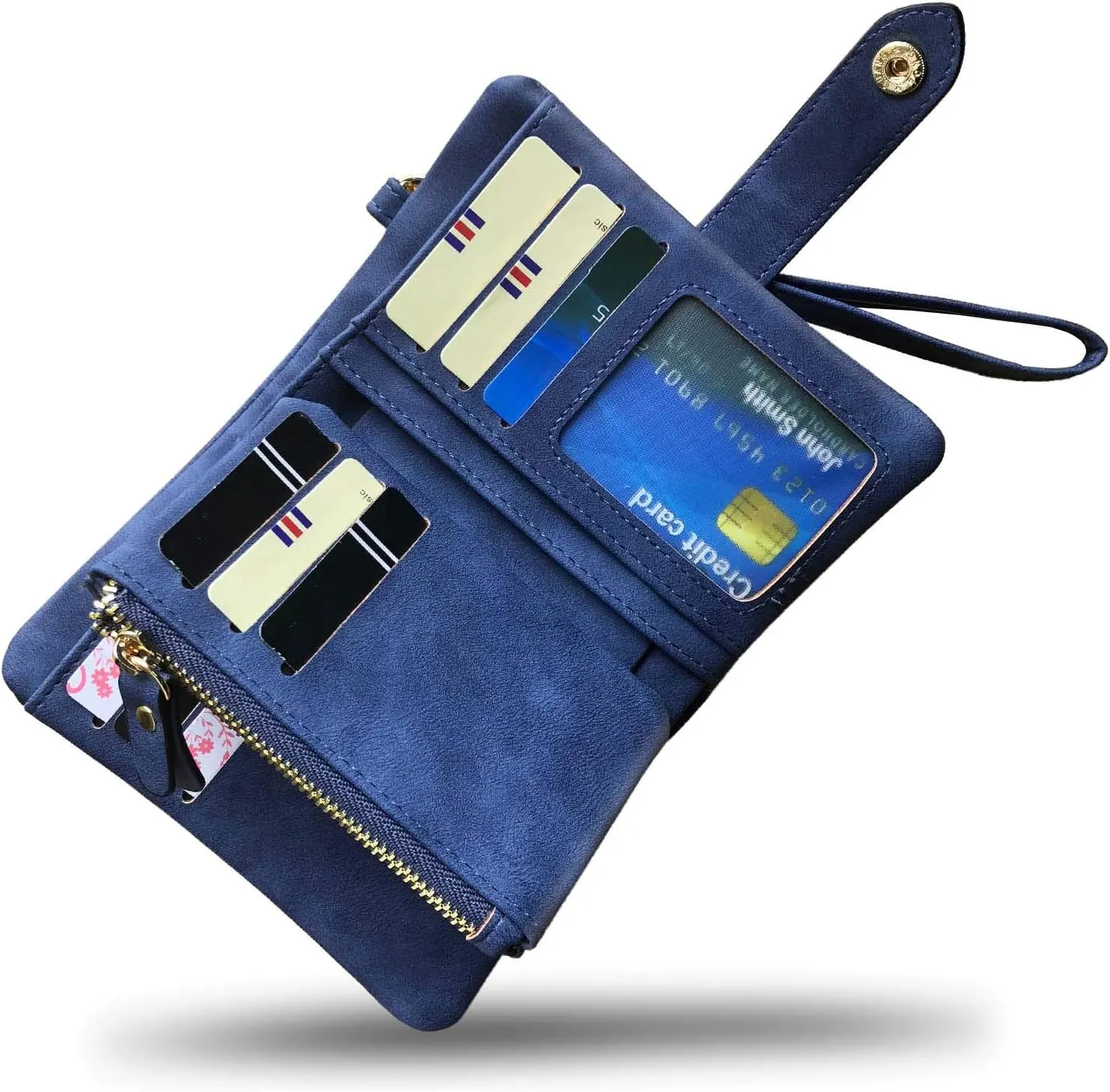 AOXONEL Women's Small Bifold Leather wallet Rfid blocking Ladies Wristlet with Card holder id window Coin Purse