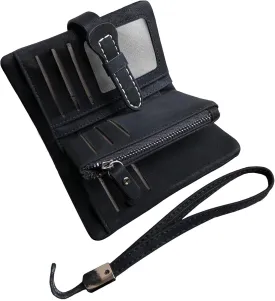 AOXONEL Women's Small Bifold Leather wallet Rfid blocking Ladies Wristlet with Card holder id window Coin Purse