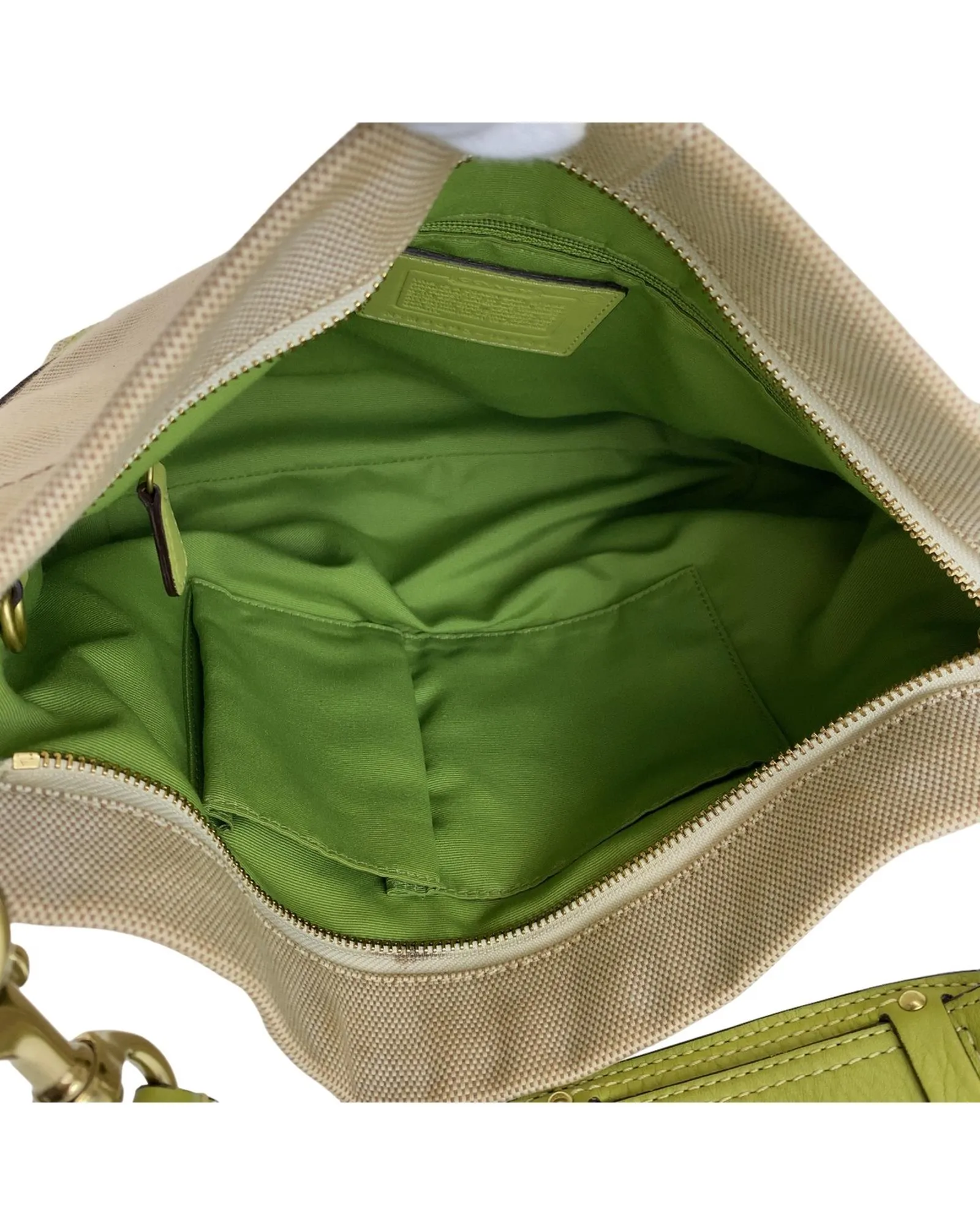Authentic Coach Canvas Shoulder Bag with Gold Hardware