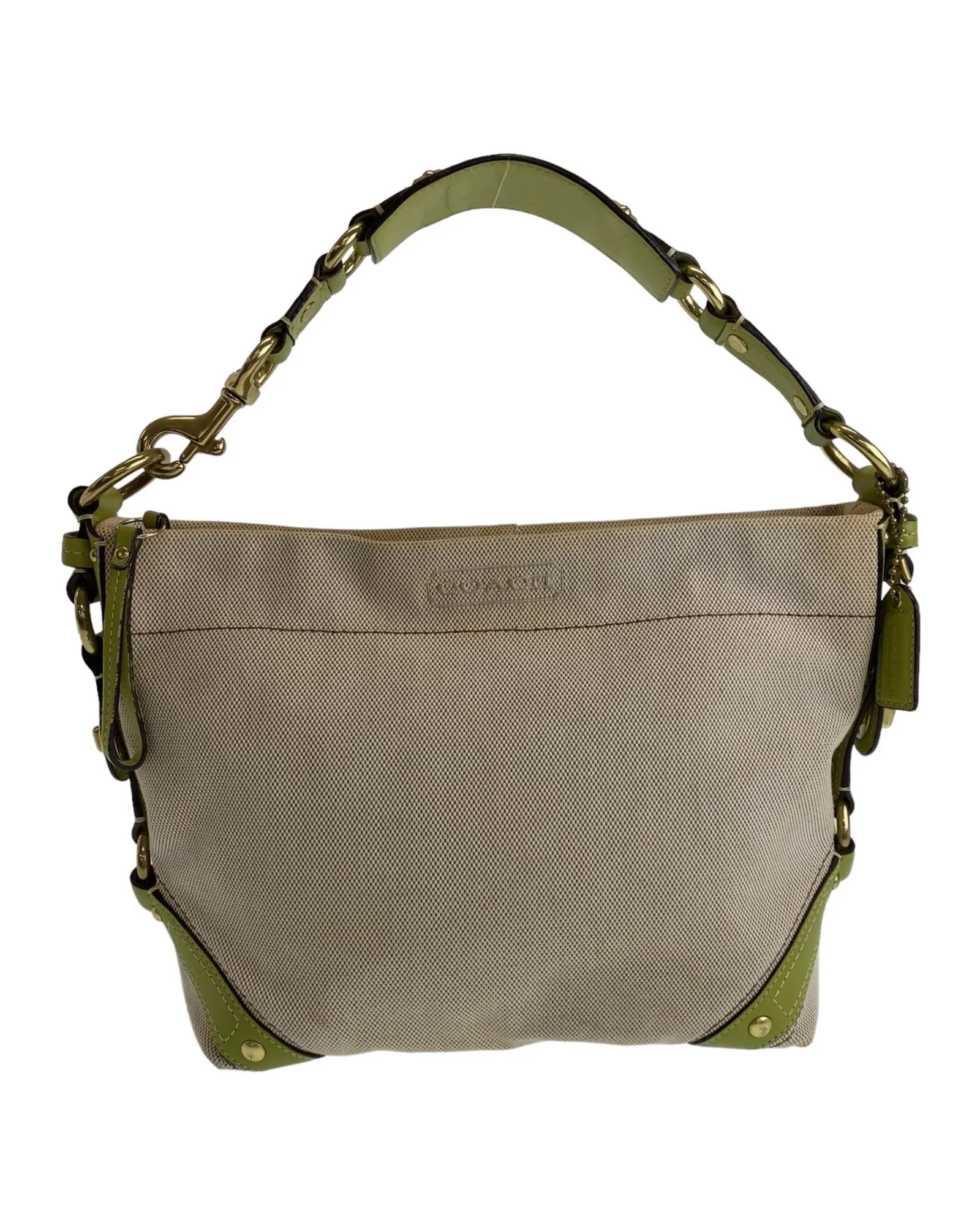 Authentic Coach Canvas Shoulder Bag with Gold Hardware