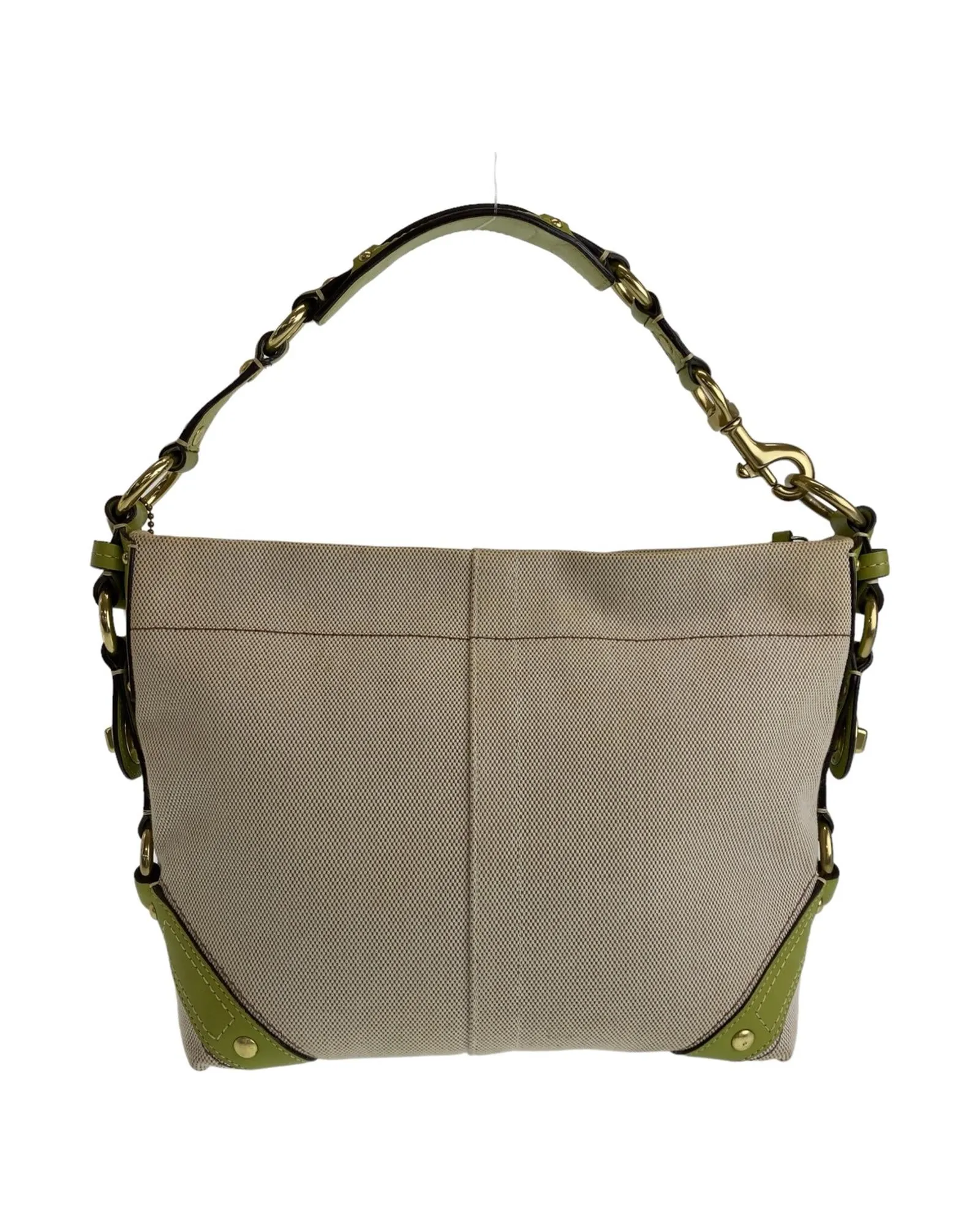 Authentic Coach Canvas Shoulder Bag with Gold Hardware