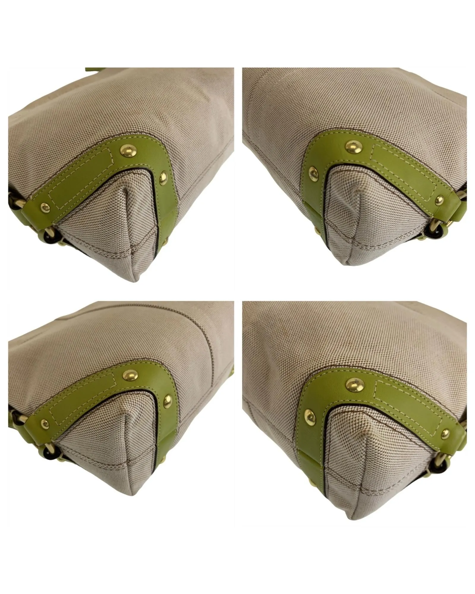 Authentic Coach Canvas Shoulder Bag with Gold Hardware