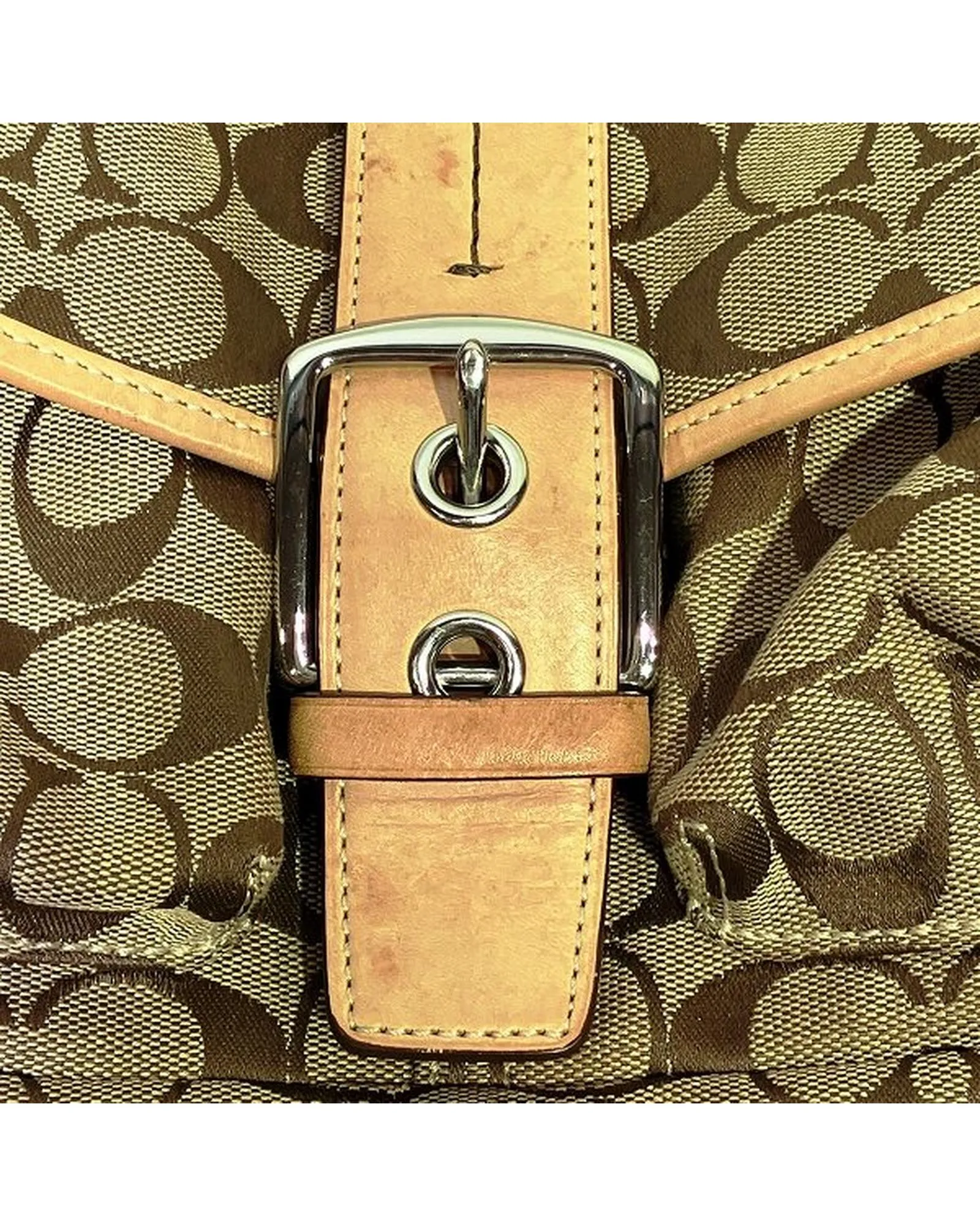 Authentic Coach Signature Canvas Leather Shoulder Bag