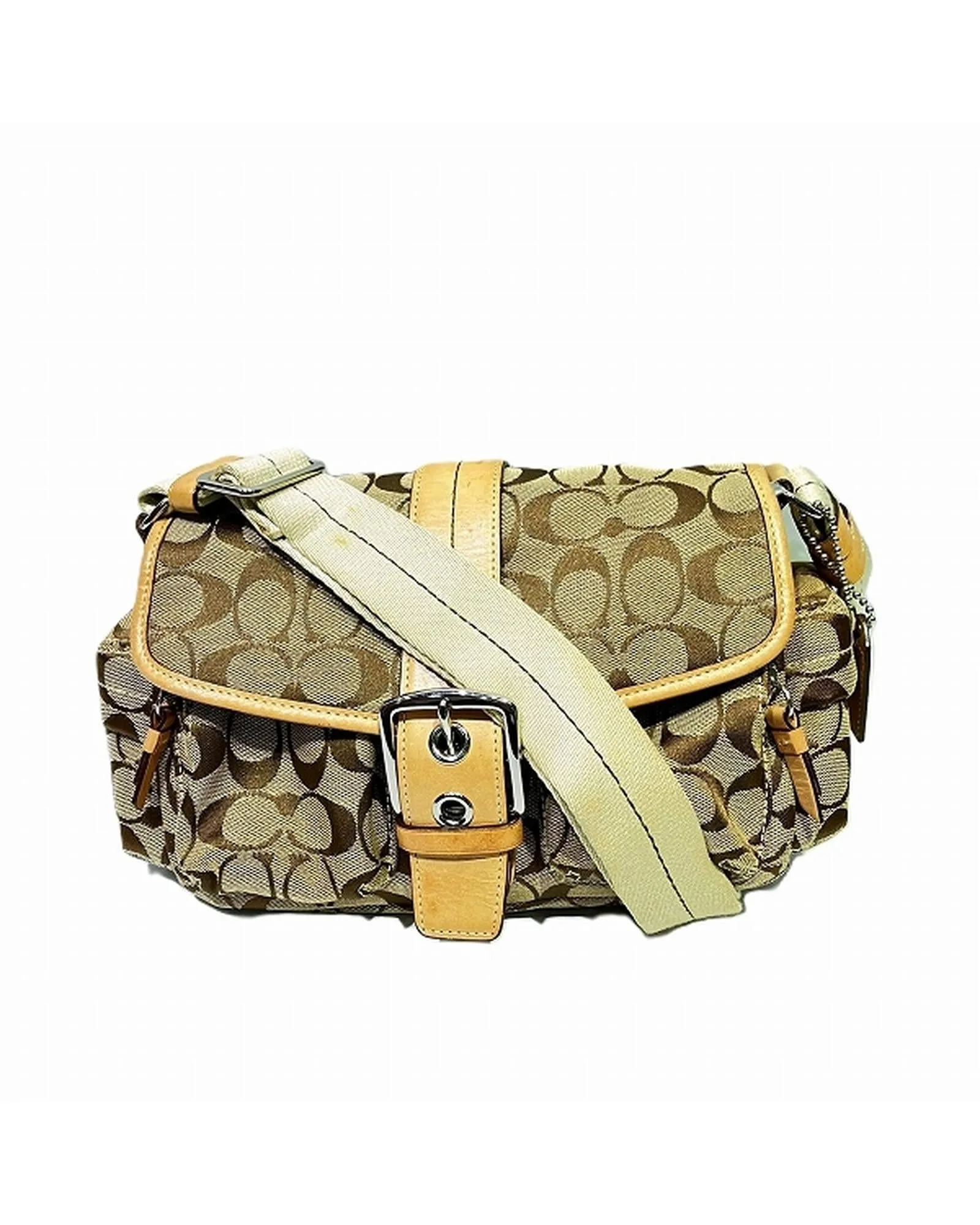 Authentic Coach Signature Canvas Leather Shoulder Bag
