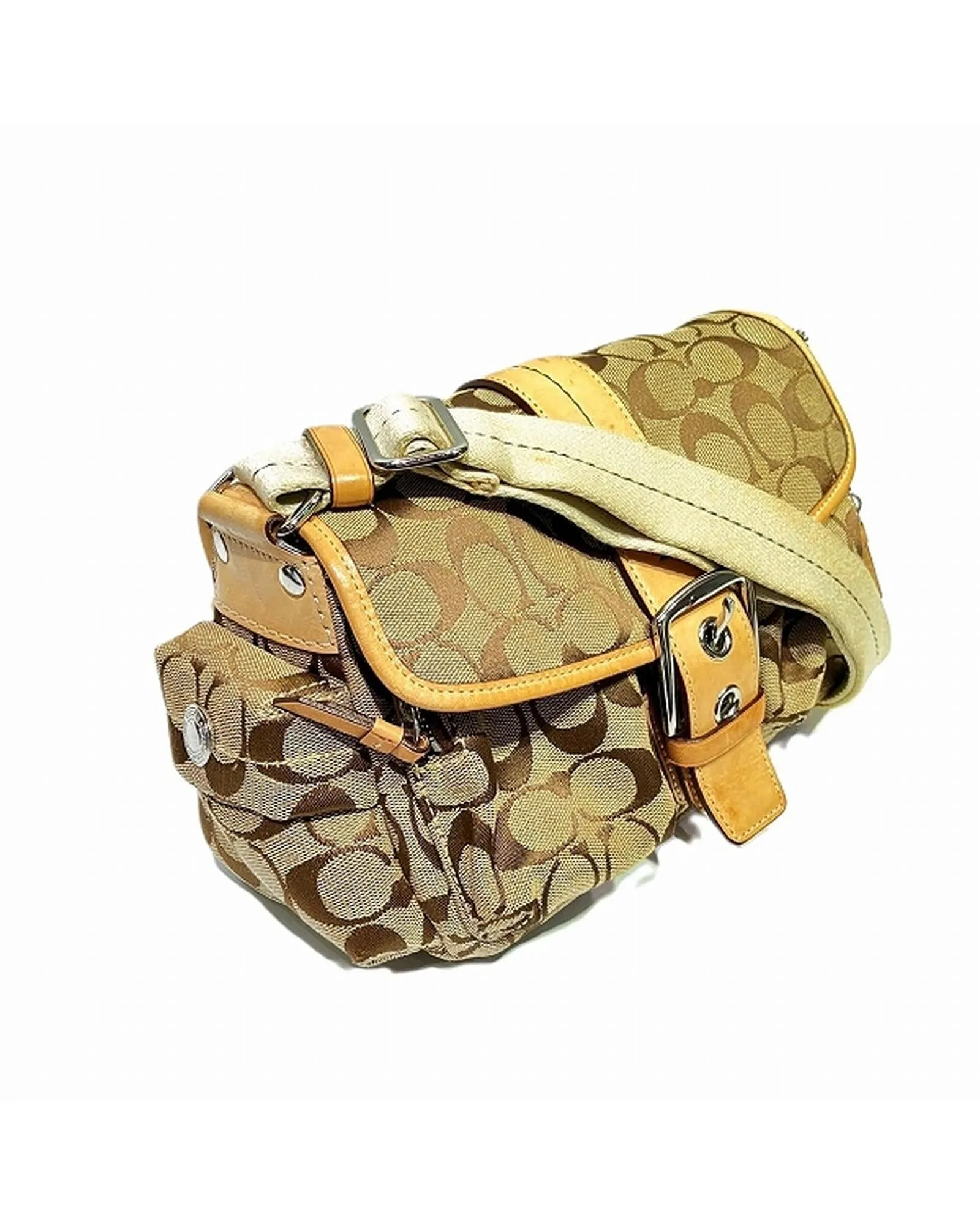 Authentic Coach Signature Canvas Leather Shoulder Bag