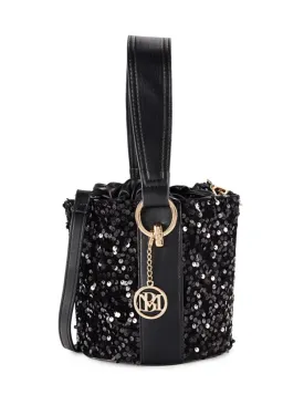 Badgley Mischka sequin bucket bag, black