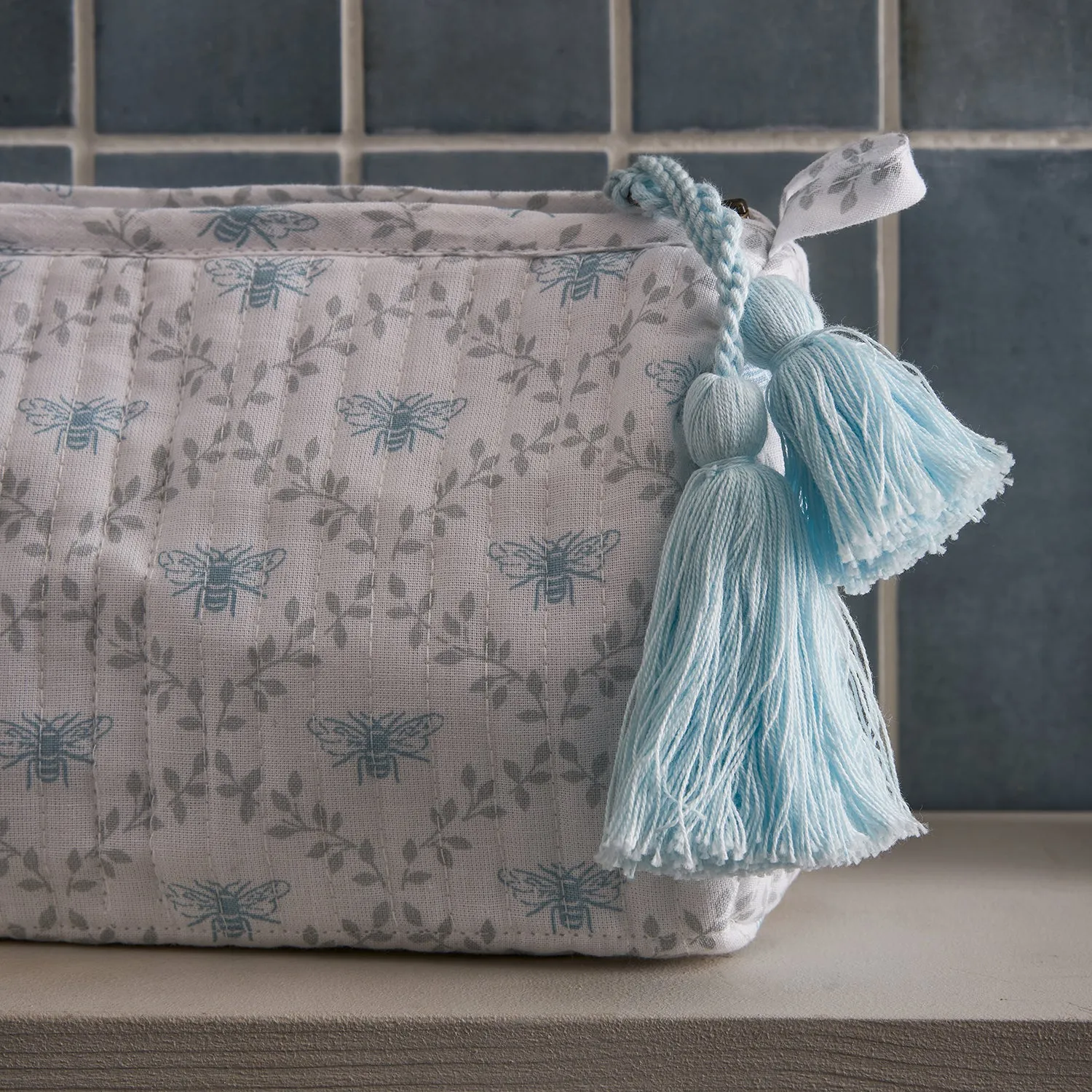 Bees & Leaves Cotton Makeup Bag