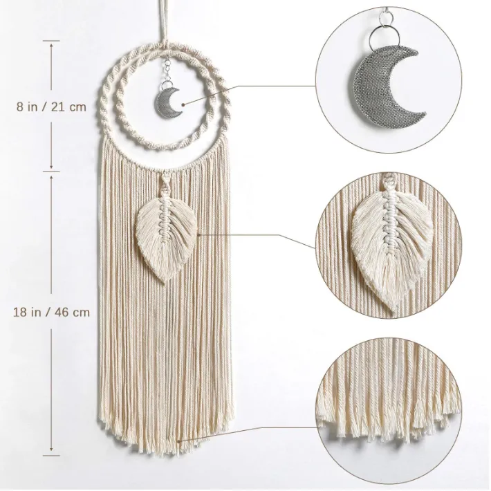 Bohemian Macrame Moon Sun Dreamcatcher