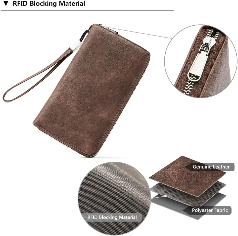 BOSTANTEN Leather Wallet for Women RFID Blocking Zip Around Credit Cards Holder Phone Clutch