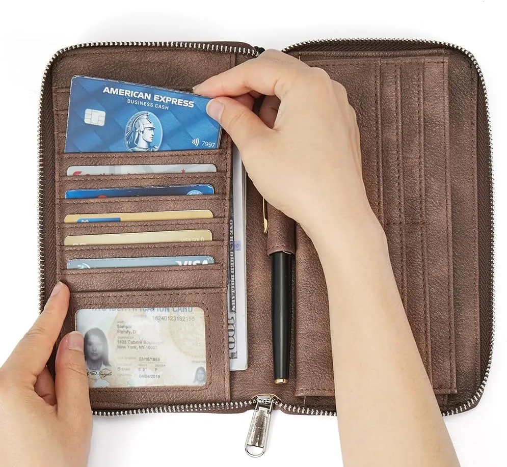 BOSTANTEN Leather Wallet for Women RFID Blocking Zip Around Credit Cards Holder Phone Clutch
