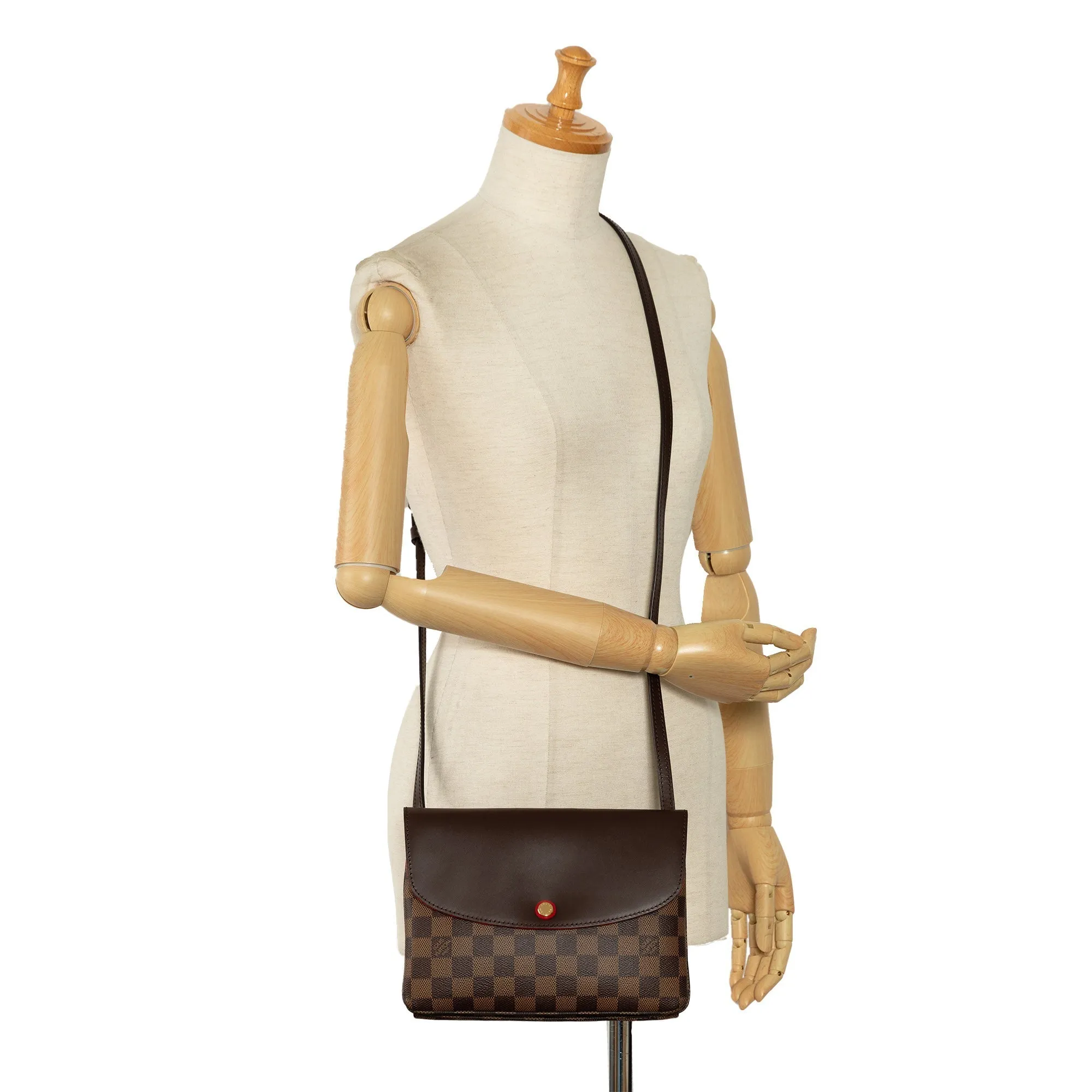 Brown Louis Vuitton Damier Ebene Twice Crossbody Bag