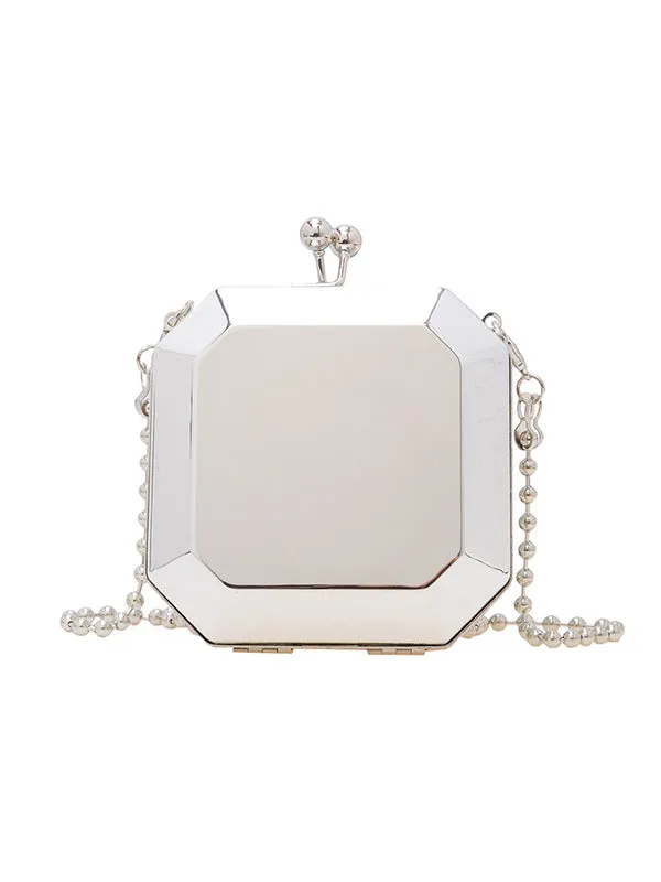 Chains Geometric Solid Color Crossbody Bags Satchels