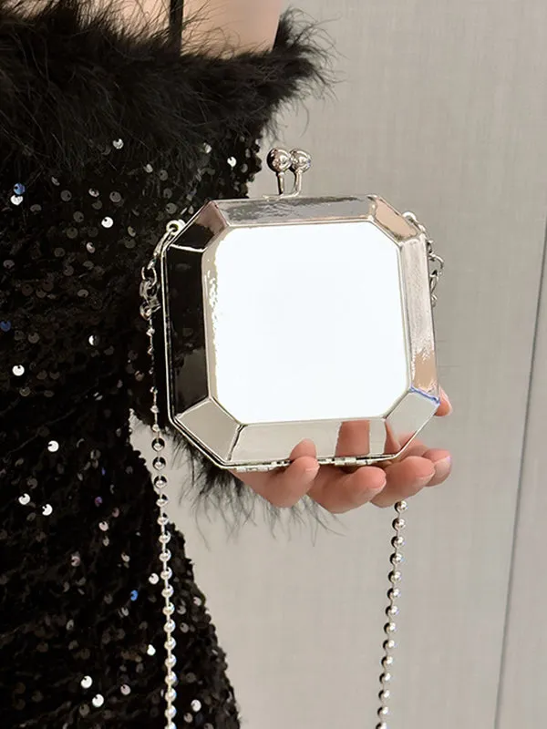 Chains Geometric Solid Color Crossbody Bags Satchels