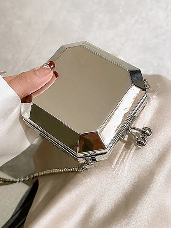 Chains Geometric Solid Color Crossbody Bags Satchels