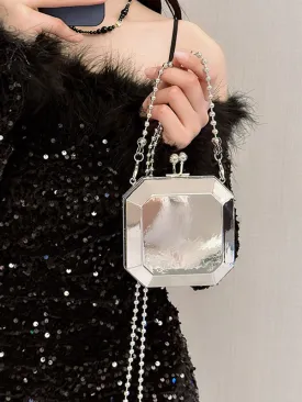 Chains Geometric Solid Color Crossbody Bags Satchels