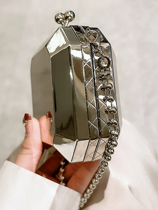 Chains Geometric Solid Color Crossbody Bags Satchels