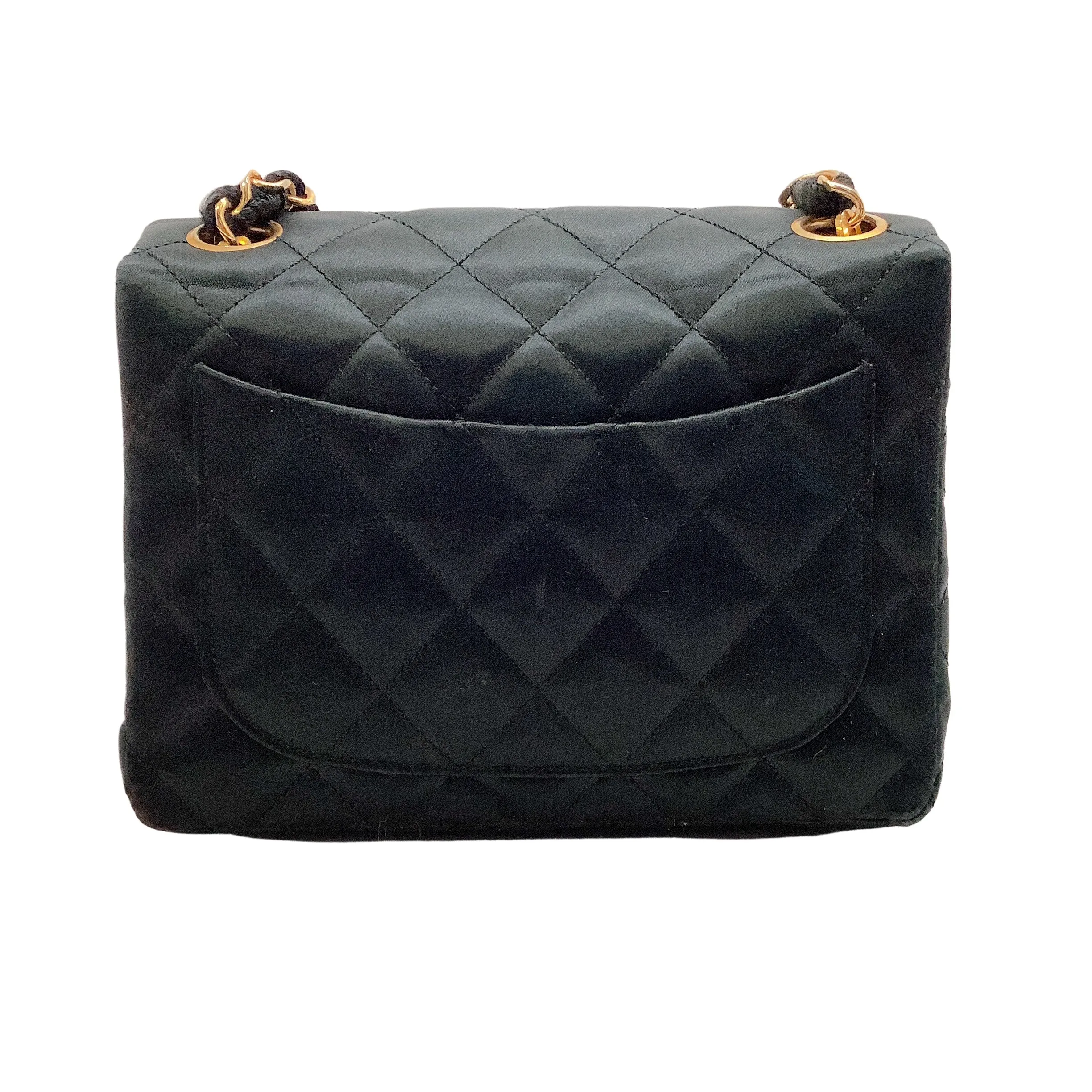 Chanel Vintage Mini Black Satin Cross Body Bag