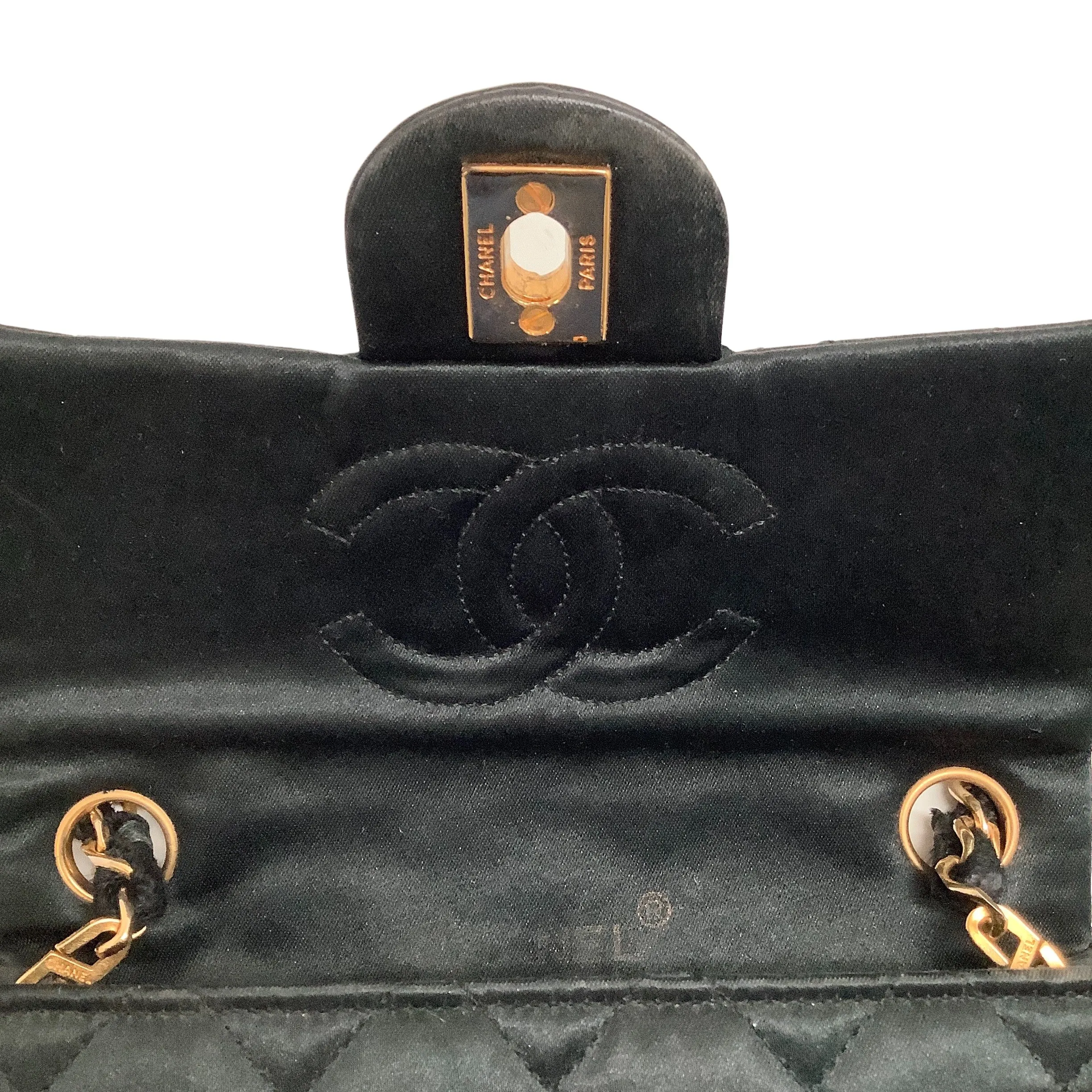 Chanel Vintage Mini Black Satin Cross Body Bag
