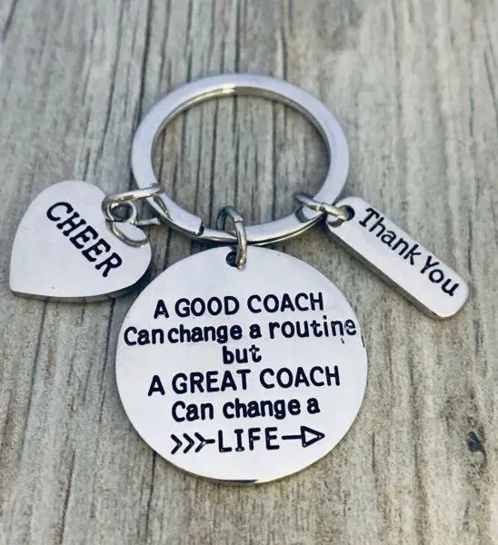 Cheer Coach Keychain - A Good Coach Can Change Routine