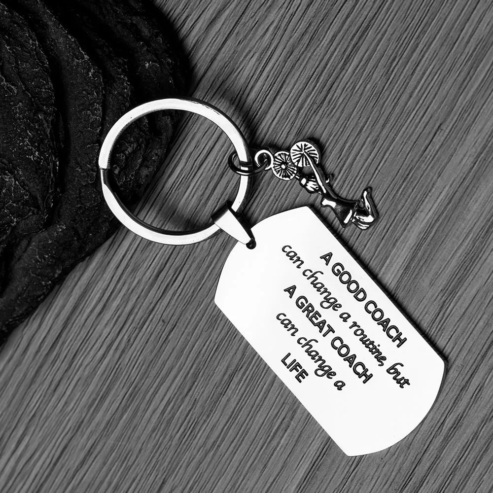 Cheer Coach Keychain - A Good Coach Can Change Routine