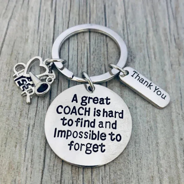 Cheer Coach Keychain - Great Coach is Hard to Find - Pick Charm