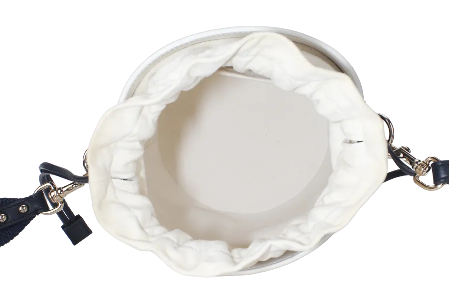 CHRISTIAN DIOR MINI BUCKET (56-MA-0232) CALFSKIN LEATHER WHITE STRAP AND DUST COVER