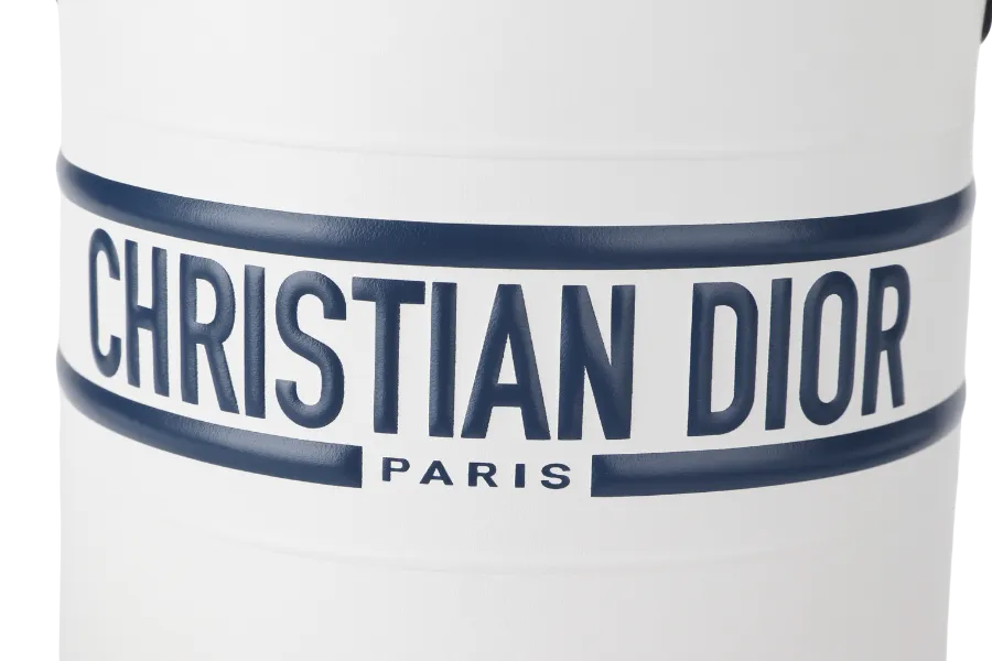 CHRISTIAN DIOR MINI BUCKET (56-MA-0232) CALFSKIN LEATHER WHITE STRAP AND DUST COVER