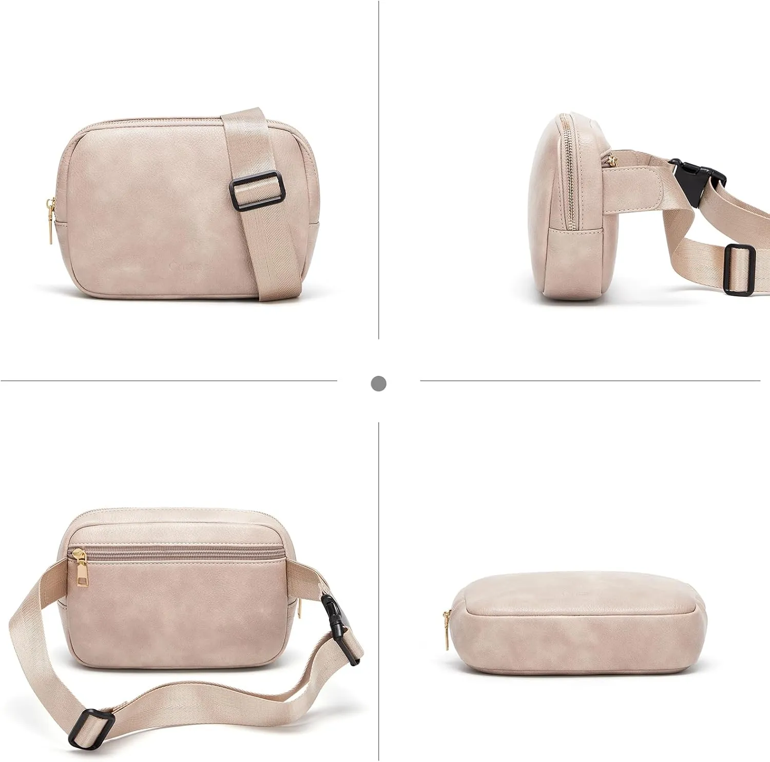 Cnoles Belt Bag for Women Fashion Waist Bag Vegan Leather Fanny Pack Crossbody Bags for Women With Adjustable Straps Grey