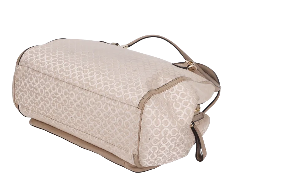 COACH BEIGE CANVAS HANDBAG (NK1393-27845) GOLD HARDWARE WITH STRAP, CARD & NO DUST COVER