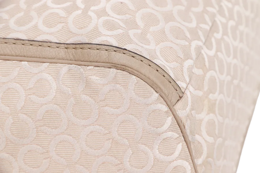 COACH BEIGE CANVAS HANDBAG (NK1393-27845) GOLD HARDWARE WITH STRAP, CARD & NO DUST COVER