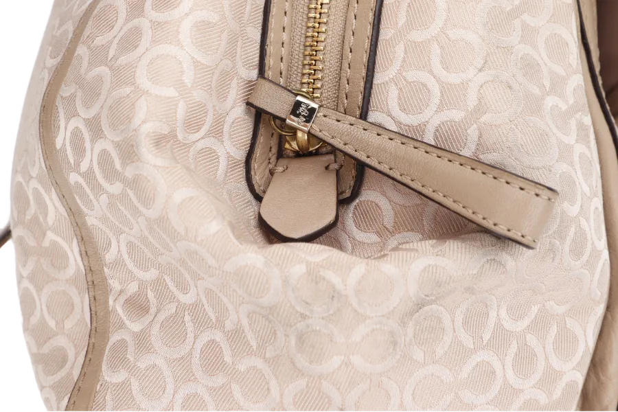 COACH BEIGE CANVAS HANDBAG (NK1393-27845) GOLD HARDWARE WITH STRAP, CARD & NO DUST COVER