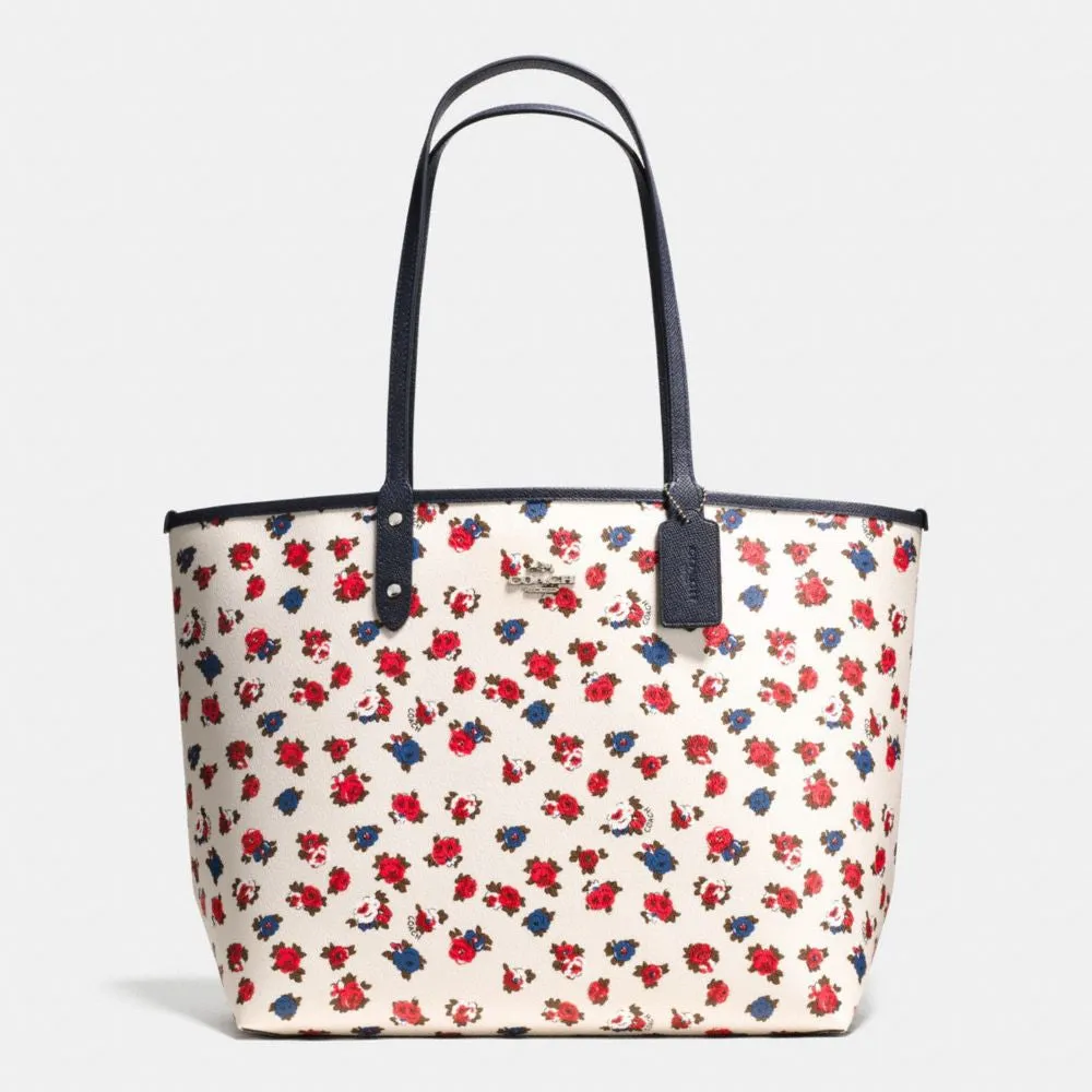 COACH REVERSIBLE CITY TOTE IN TEA ROSE FLORAL PRINT COATED CANVAS