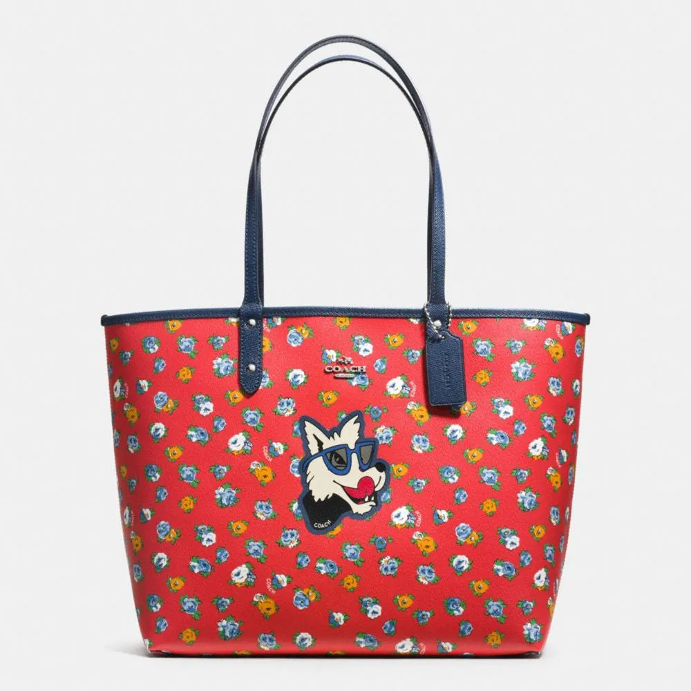 COACH REVERSIBLE CITY TOTE IN TEA ROSE FLORAL PRINT COATED CANVAS