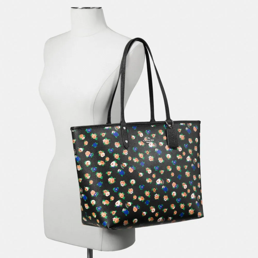 COACH REVERSIBLE CITY TOTE IN TEA ROSE FLORAL PRINT COATED CANVAS