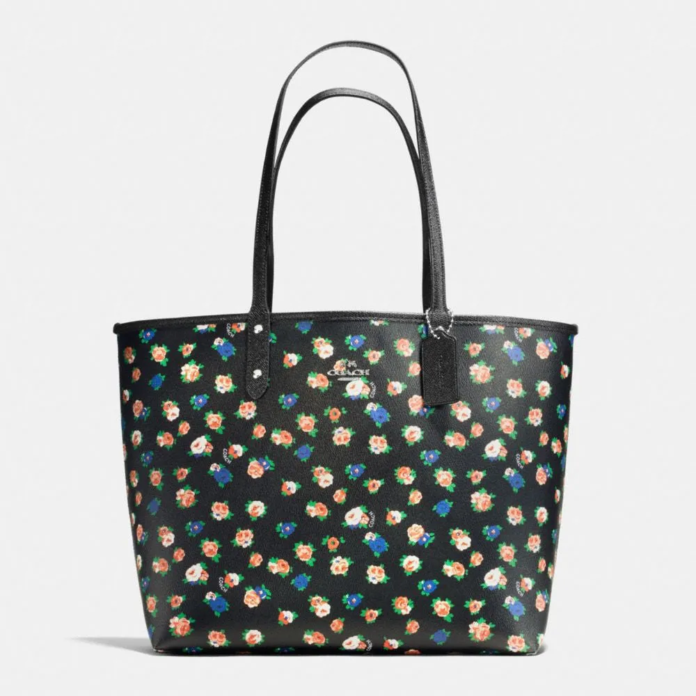 COACH REVERSIBLE CITY TOTE IN TEA ROSE FLORAL PRINT COATED CANVAS