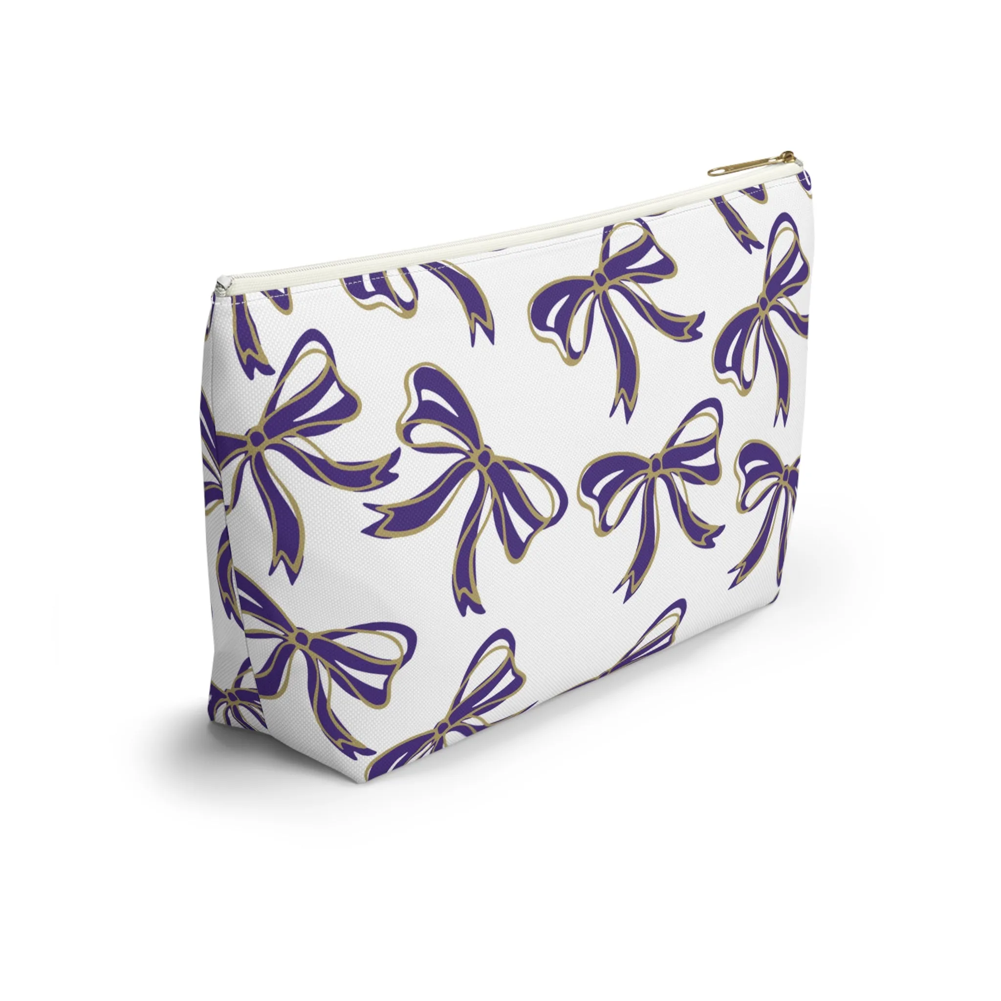 Copy of Trendy Bow Makeup Bag - Graduation Gift, Bed Party Gift, Acceptance Gift, College Gift, Purple and Gold, JMU Dukes, James Madison