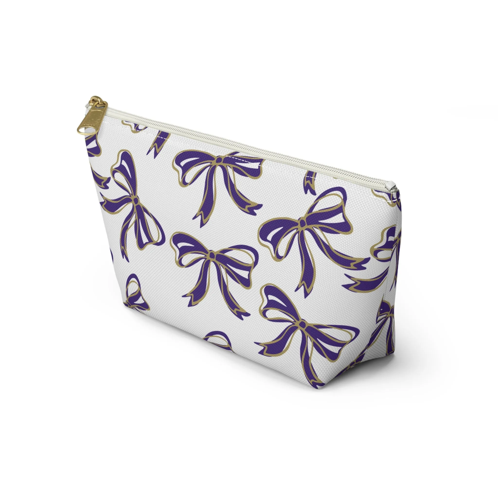 Copy of Trendy Bow Makeup Bag - Graduation Gift, Bed Party Gift, Acceptance Gift, College Gift, Purple and Gold, JMU Dukes, James Madison