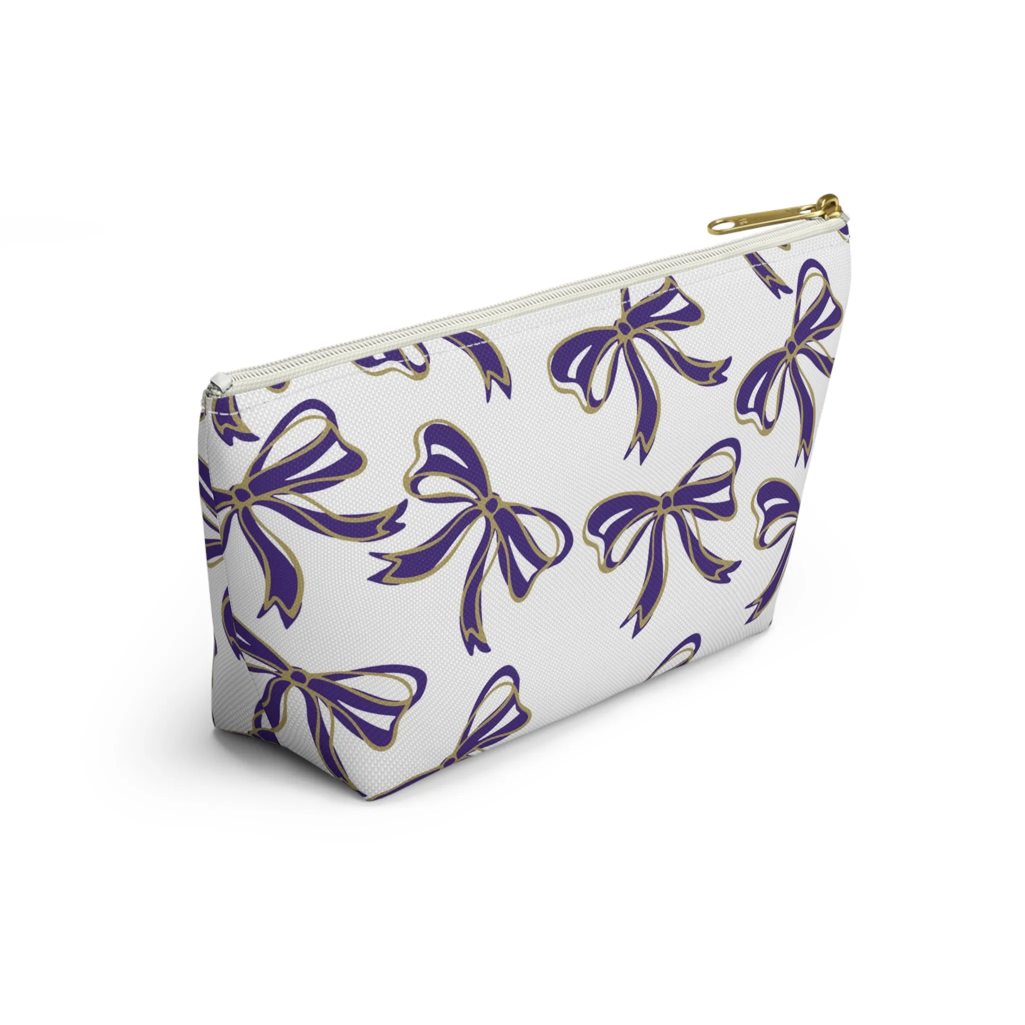 Copy of Trendy Bow Makeup Bag - Graduation Gift, Bed Party Gift, Acceptance Gift, College Gift, Purple and Gold, JMU Dukes, James Madison