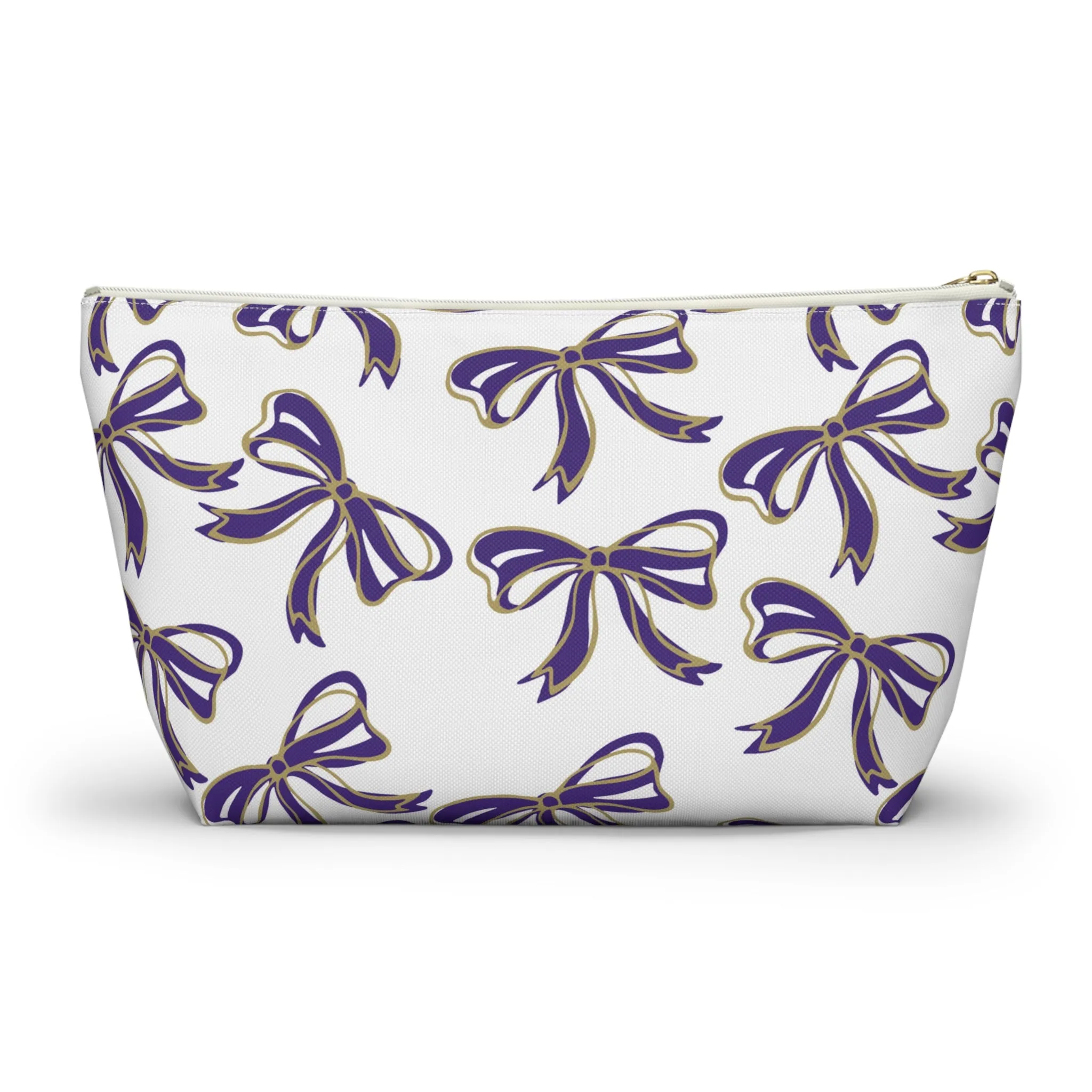 Copy of Trendy Bow Makeup Bag - Graduation Gift, Bed Party Gift, Acceptance Gift, College Gift, Purple and Gold, JMU Dukes, James Madison
