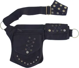 Cotton Practical Fannypack Waistbag Travel Utility Belt-Black